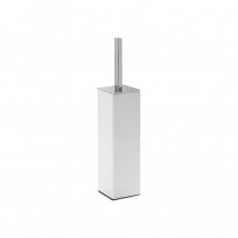 TRES White Ceramic Bathroom Toilet Brush Holder Cubic Design Free-Standing 20263611