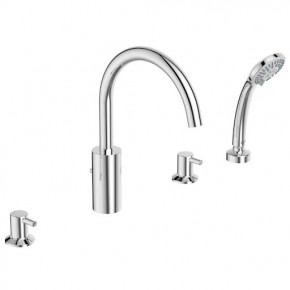 Ideal Standard Ceraline Bath Mixer 4 Holes Pull-Out Hand Shower Deck Mounted BC198AA
