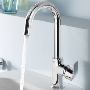 Grohe EUROSMART Tall Kitchen Faucet Single-Lever High-Spout Mixer w/Pop-Up Waste