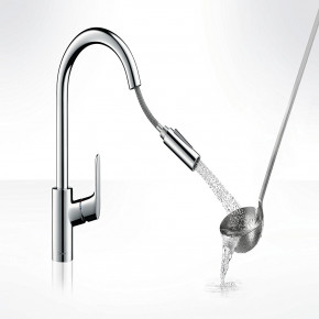 Hansgrohe FOCUS Tall Kitchen Faucet Mixer Swivel w/ Pull Out Spout