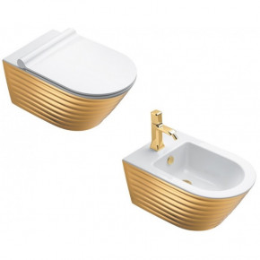 Catalano CLASSY 55 Wall Hung Toilet Ribbed Golden Designer WC Pod 1VS55RZEBO