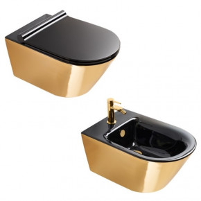 Catalano GOLD and BLACK Wall Hung Toilet Oval Designer WC Pod 1VS55NRNO